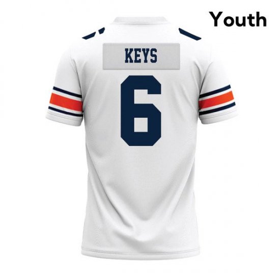 Austin Keys #6 Auburn Tigers Embroidery University Football Jersey -Youth White 74009156