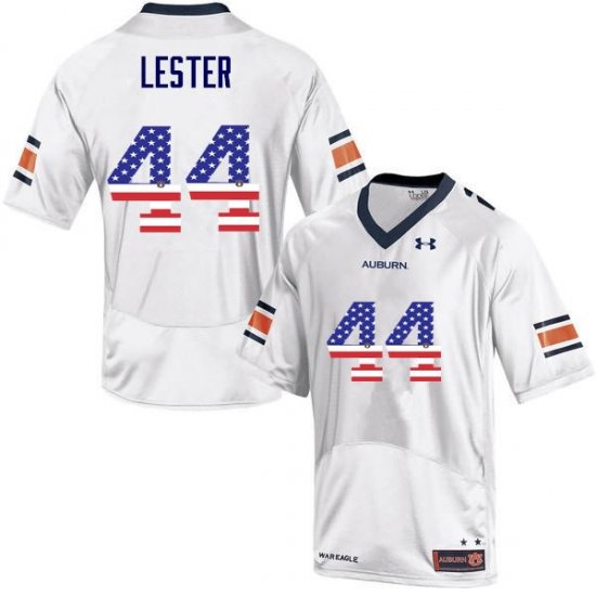 Raymond Lester #44 Auburn Tigers USA Flag Fashion Official College Football Jersey -Men White 90321051