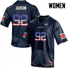 Alec Jackson #92 Auburn Tigers USA Flag Fashion Official College Football Jersey -Women Navy 78924122