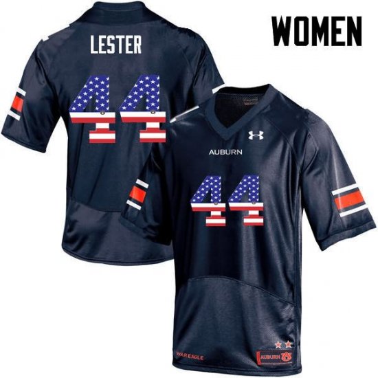 Raymond Lester #44 Auburn Tigers USA Flag Fashion Official College Football Jersey -Women Navy 66802047