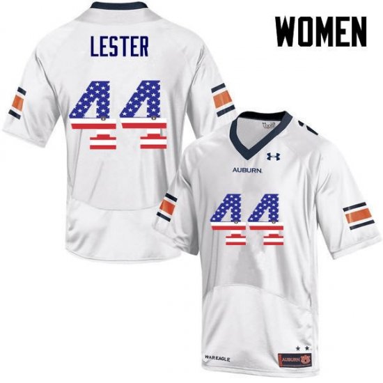 Raymond Lester #44 Auburn Tigers USA Flag Fashion Official College Football Jersey -Women White 47975684