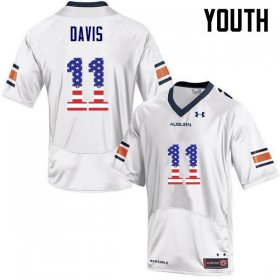 Kyle Davis #11 Auburn Tigers USA Flag Fashion Official College Football Jersey -Youth White 45443958