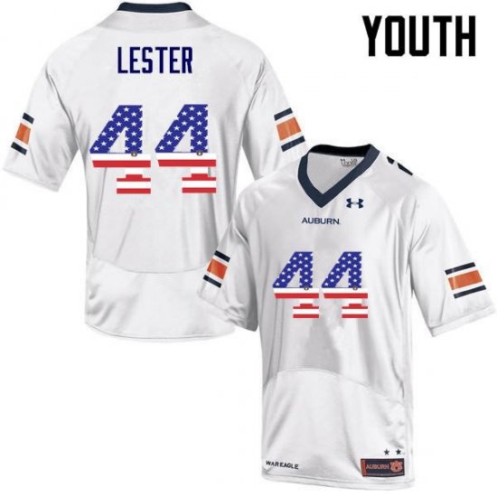 Raymond Lester #44 Auburn Tigers USA Flag Fashion Official College Football Jersey -Youth White 83962564